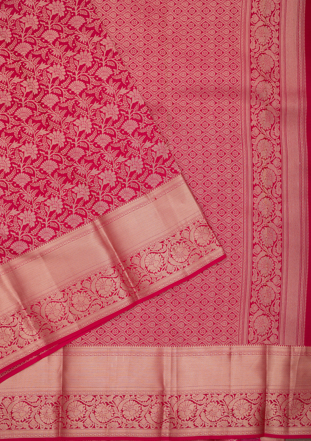 Rani Pink Silk Jaal Saree With Matching Blouse Piece