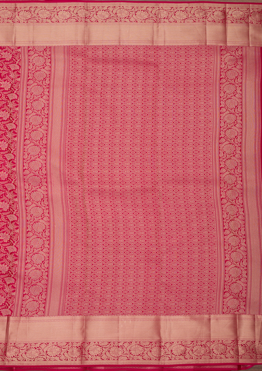 Rani Pink Silk Jaal Saree With Matching Blouse Piece