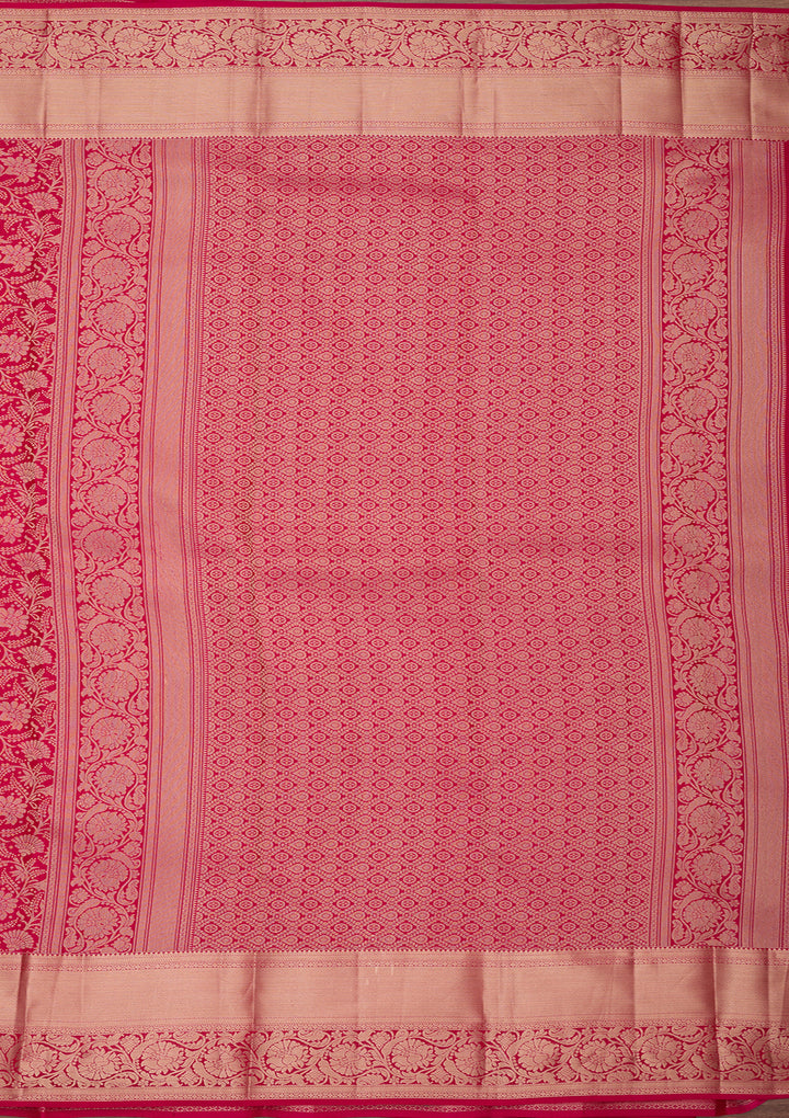 Rani Pink Silk Jaal Saree With Matching Blouse Piece