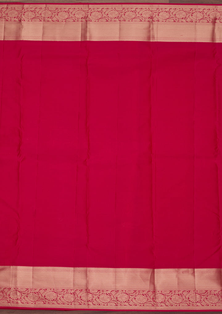 Rani Pink Silk Jaal Saree With Matching Blouse Piece