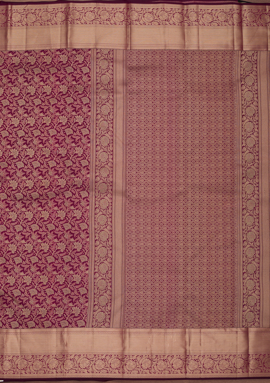Wine Silk Jaal Saree With Matching Blouse Piece