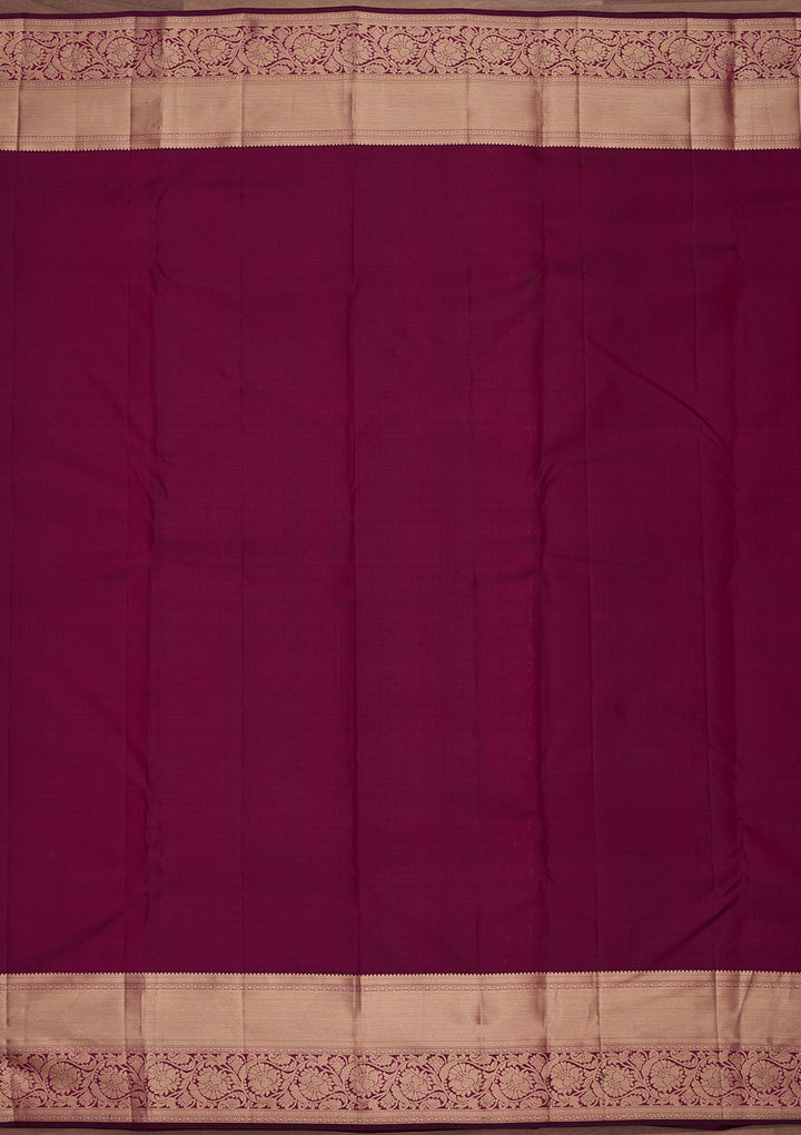 Wine Silk Jaal Saree With Matching Blouse Piece