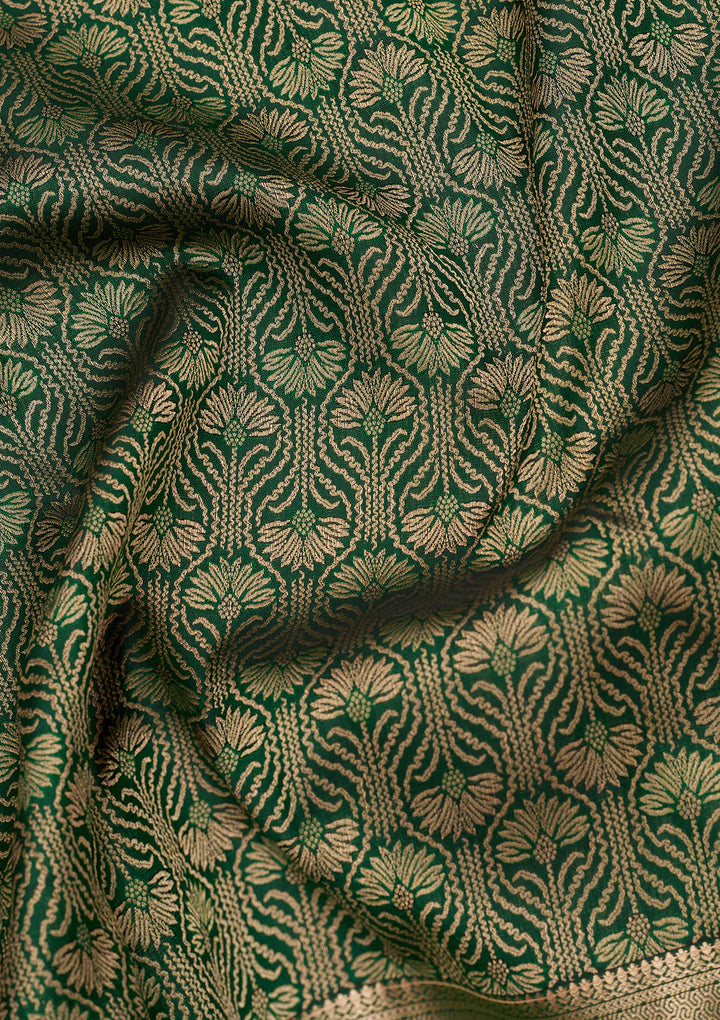 Bottle Green Kanjivaram Pure Silk Saree