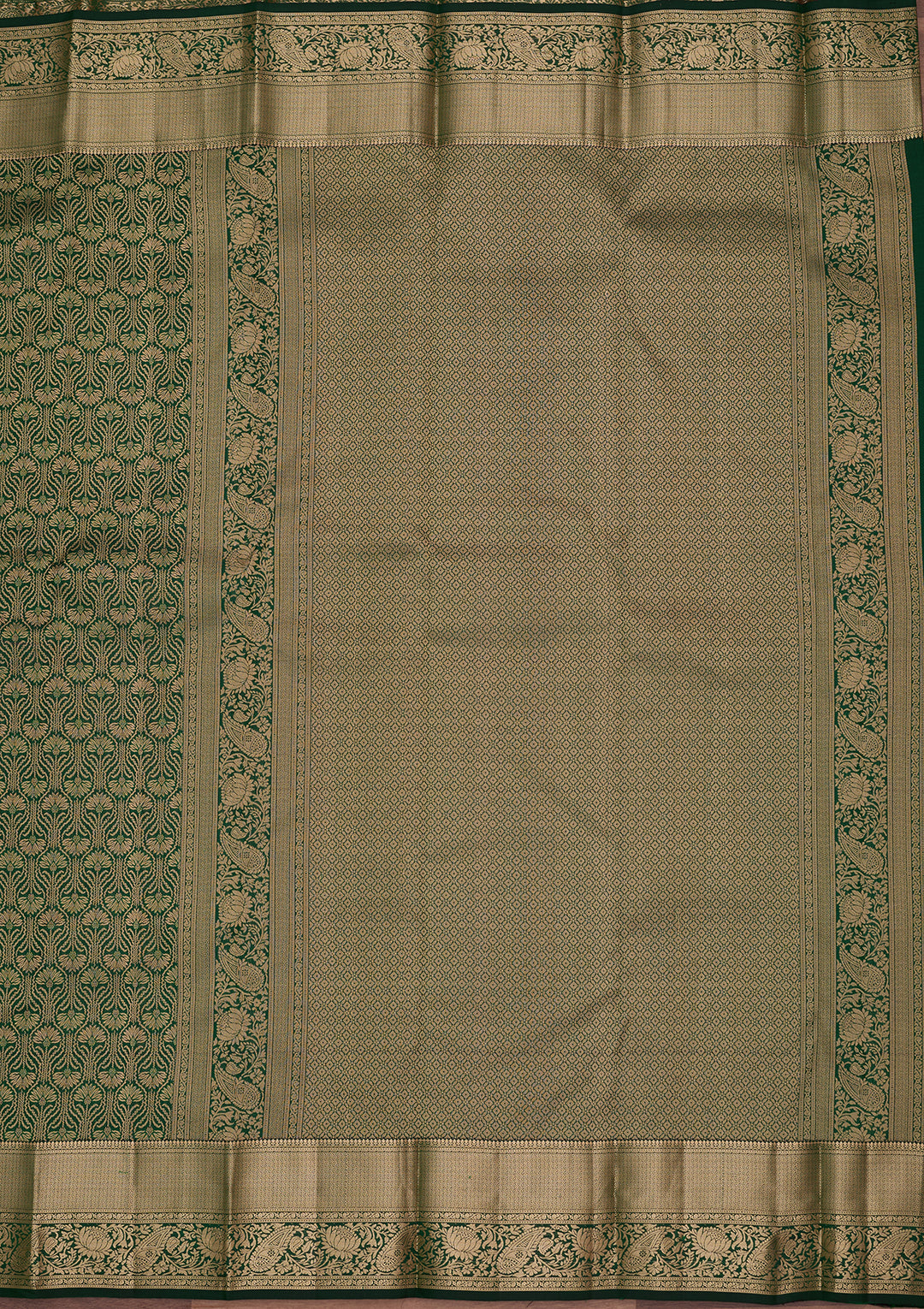 Bottle Green Kanjivaram Pure Silk Saree