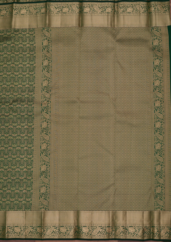 Bottle Green Kanjivaram Pure Silk Saree