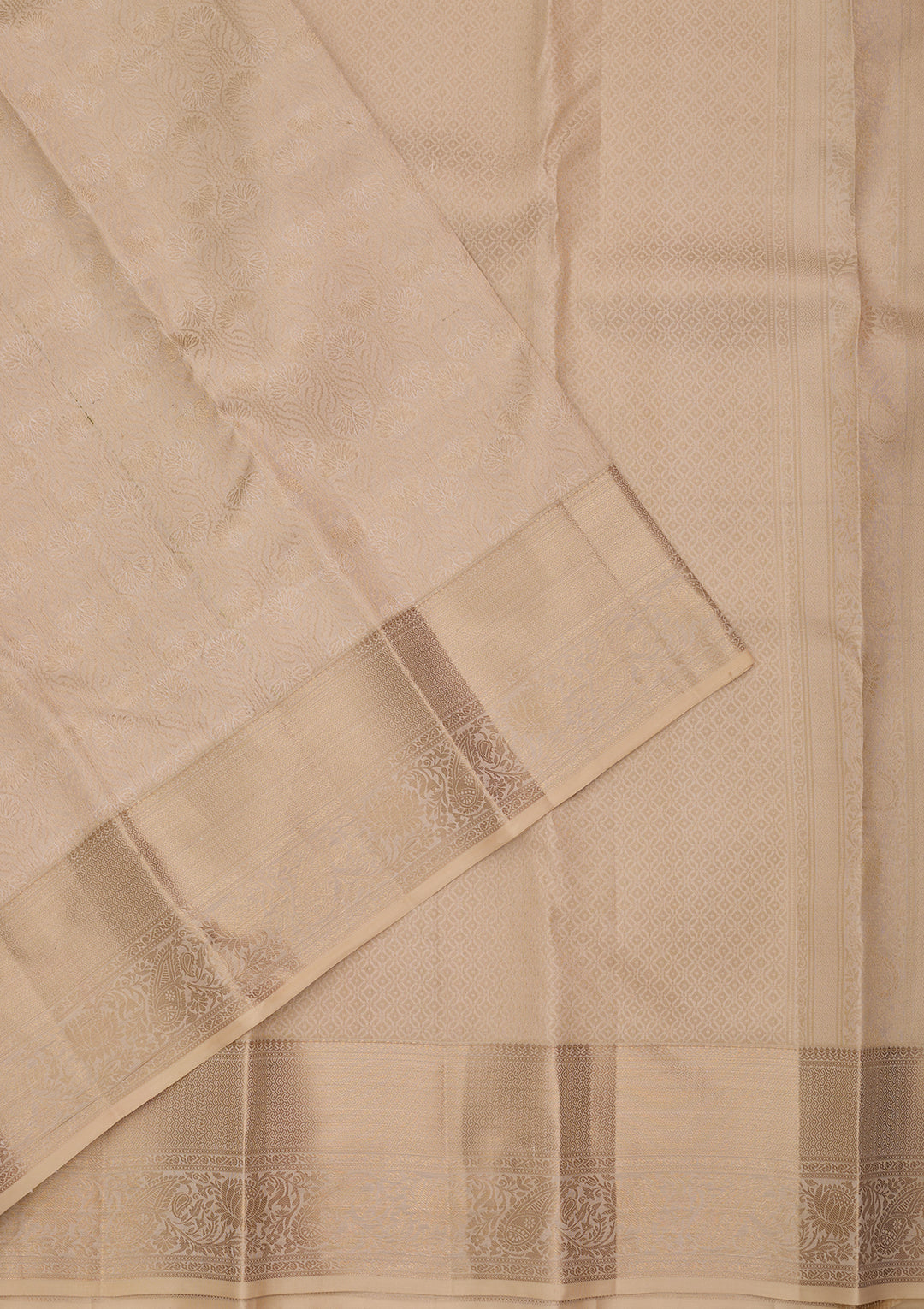 Cream Silk Jaal Saree With Matching Blouse Piece