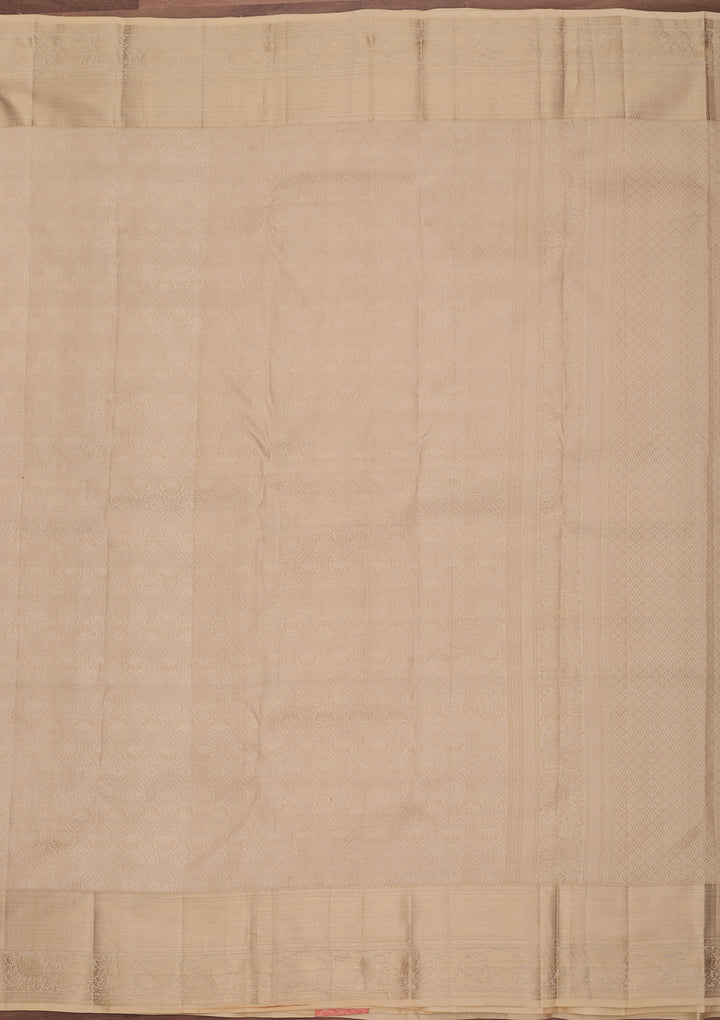 Cream Silk Jaal Saree With Matching Blouse Piece