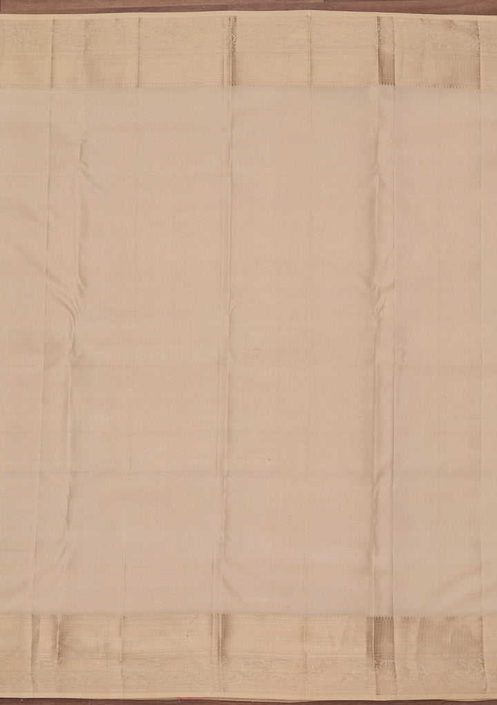 Cream Silk Jaal Saree With Matching Blouse Piece
