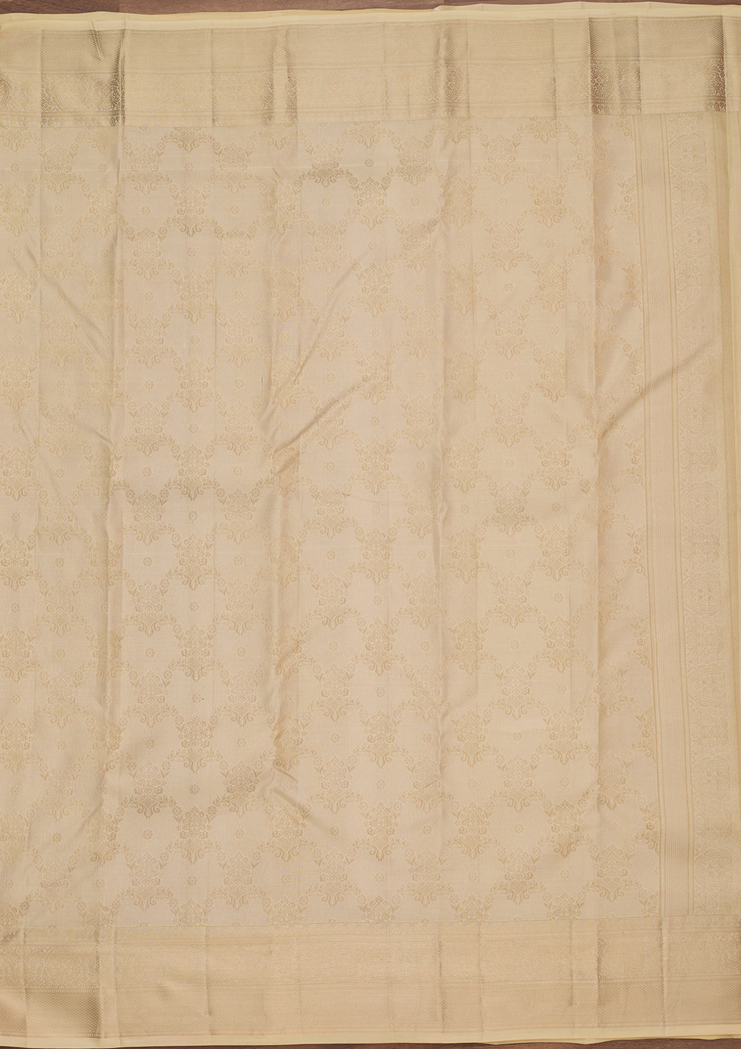 Cream Silk Jaal Saree With Matching Blouse Piece
