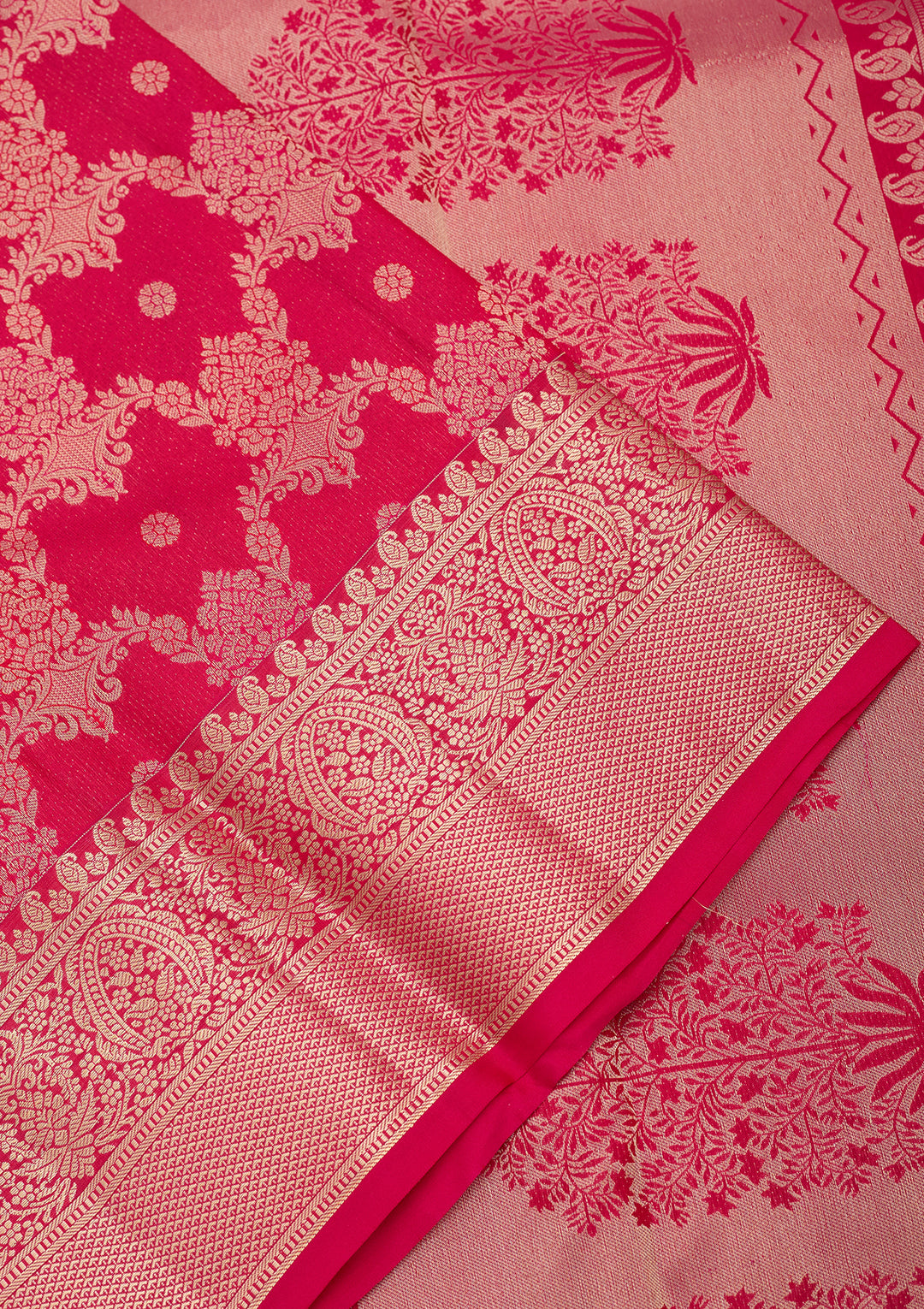 Rani Pink Kanjivaram Pure Silk Saree