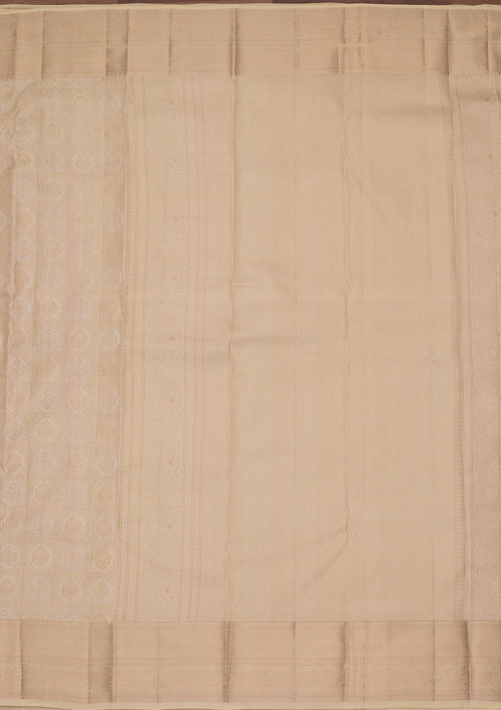 Cream Silk Checks Saree With Matching Blouse Piece