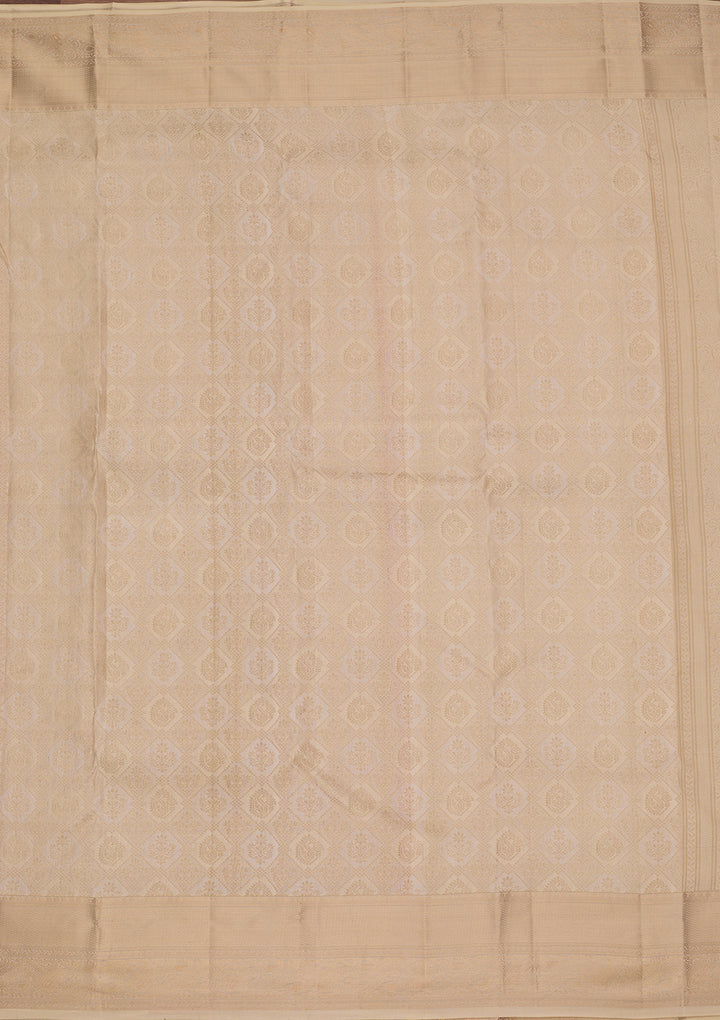 Cream Silk Checks Saree With Matching Blouse Piece