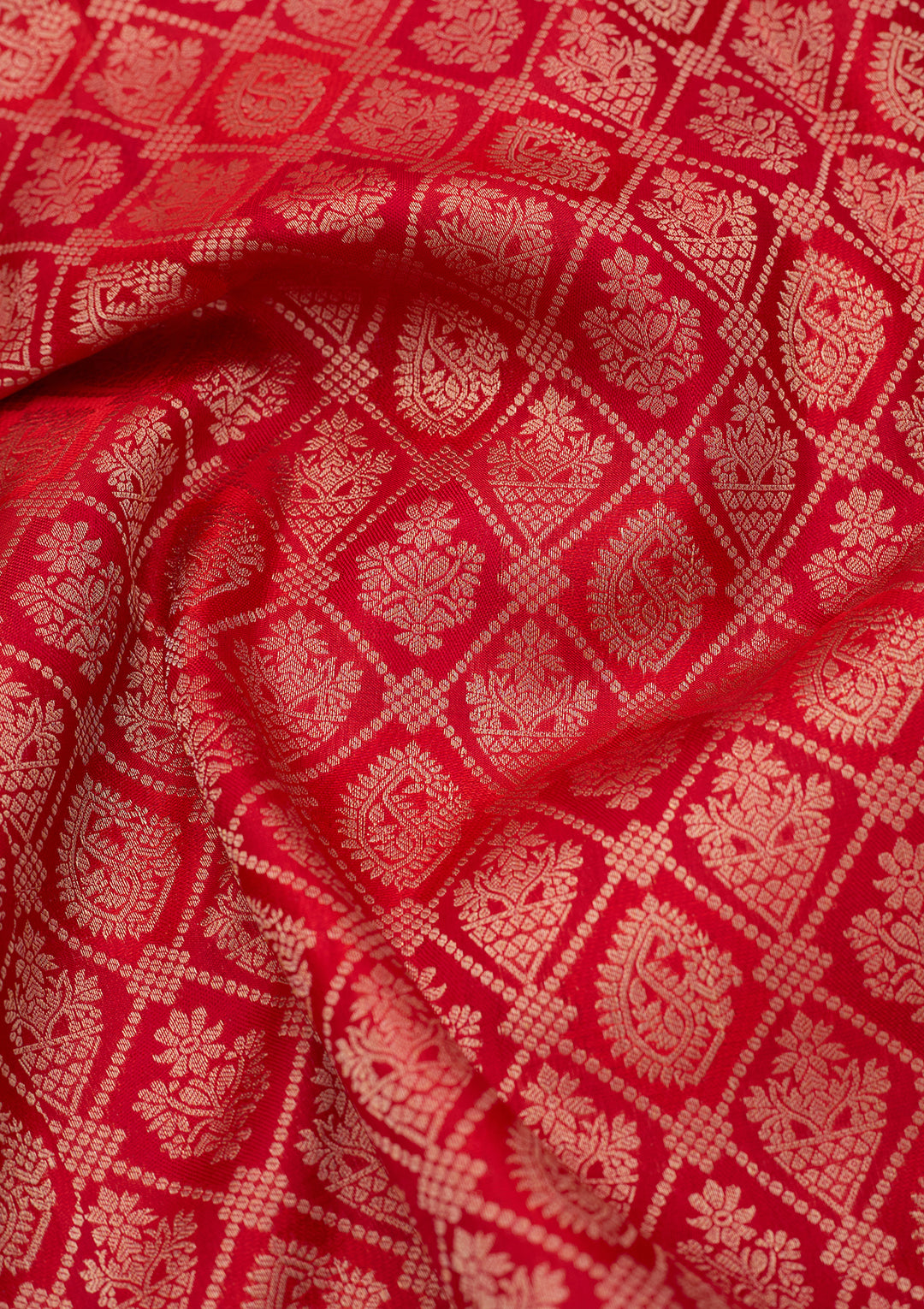 Orange Silk Checks Saree With Matching Blouse Piece
