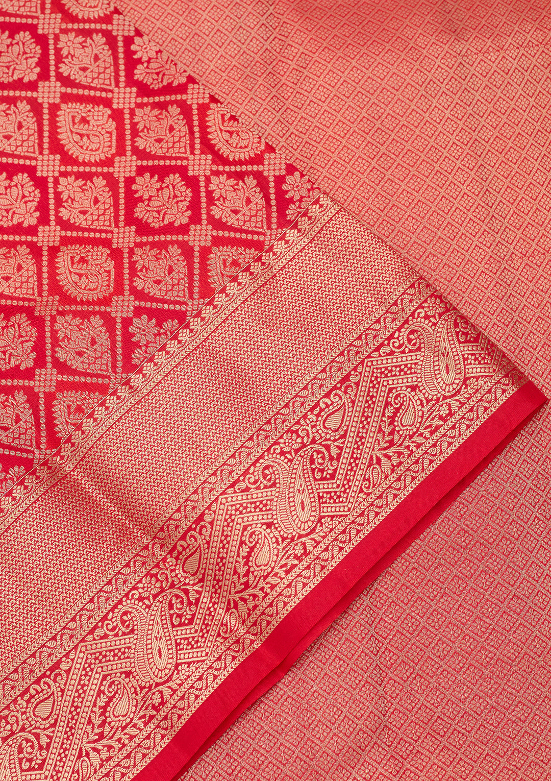 Orange Silk Checks Saree With Matching Blouse Piece