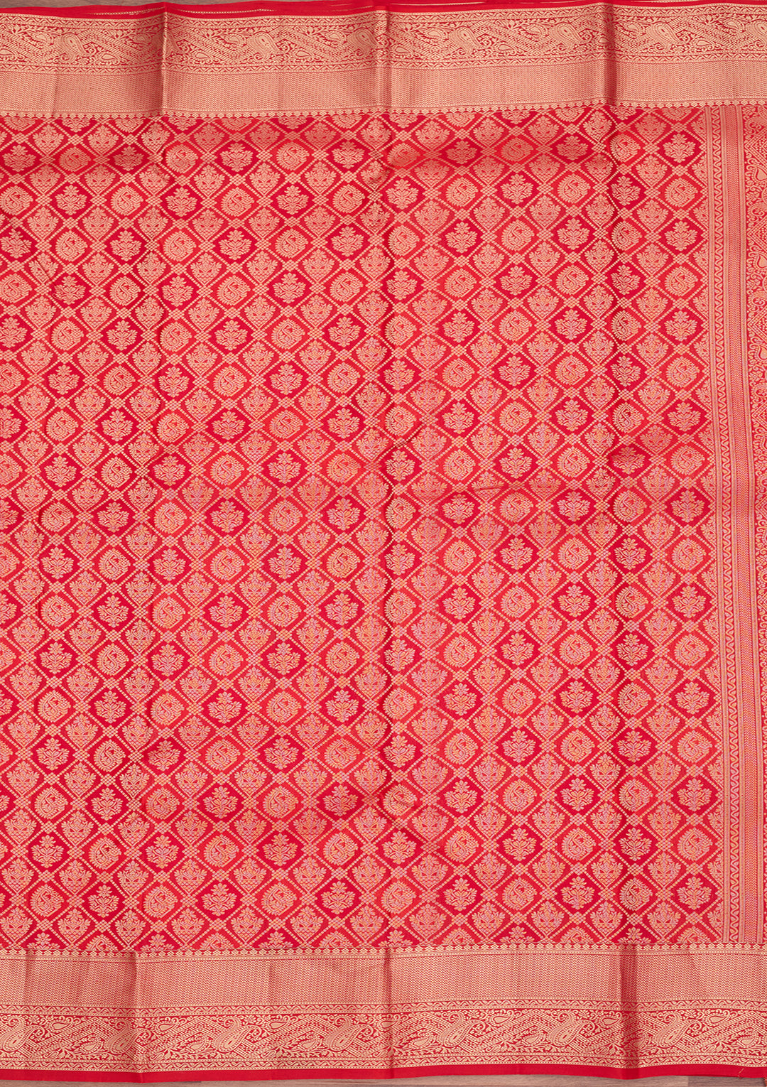Orange Silk Checks Saree With Matching Blouse Piece