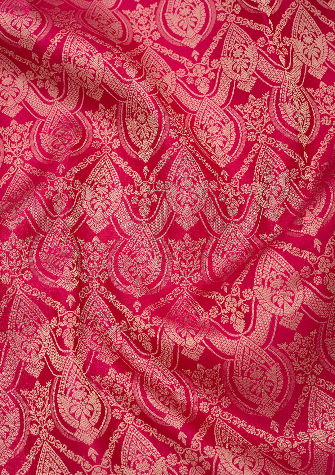 Rani Pink Silk Jaal Saree With Matching Blouse Piece