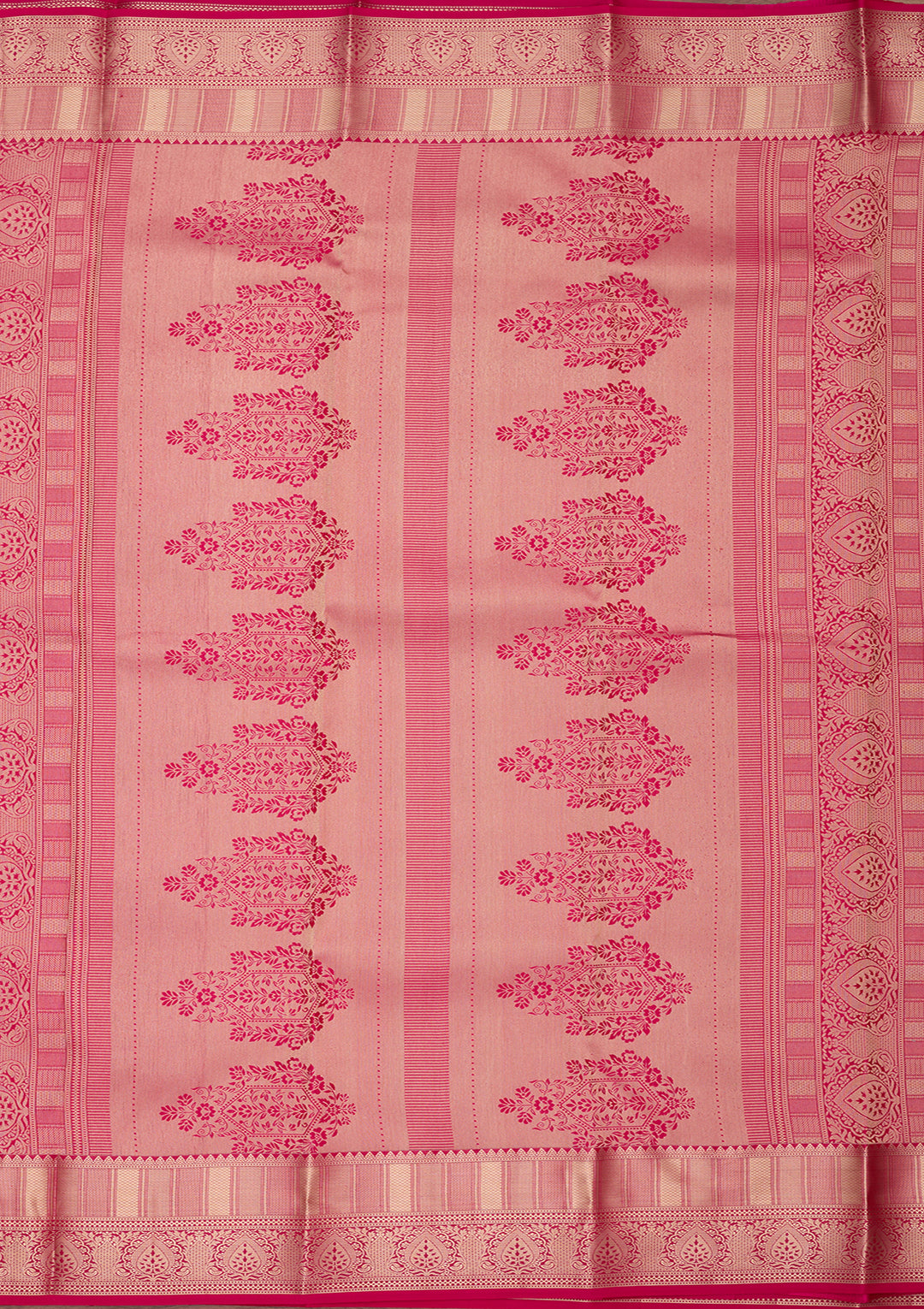 Rani Pink Silk Jaal Saree With Matching Blouse Piece