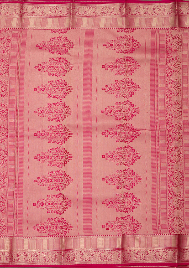 Rani Pink Silk Jaal Saree With Matching Blouse Piece