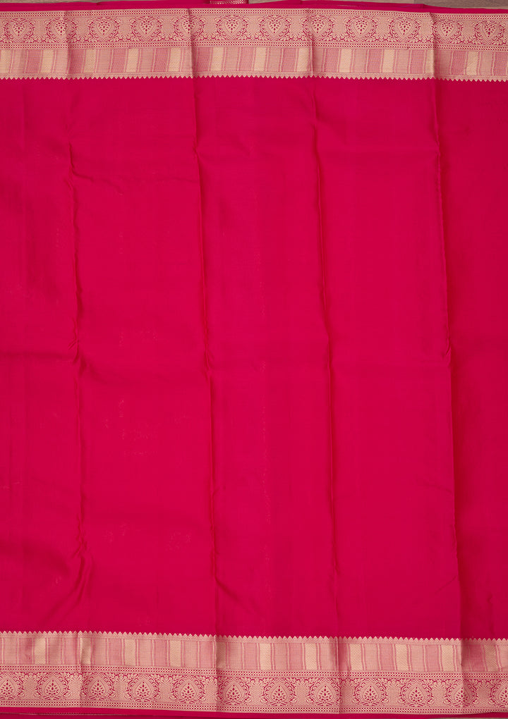 Rani Pink Silk Jaal Saree With Matching Blouse Piece