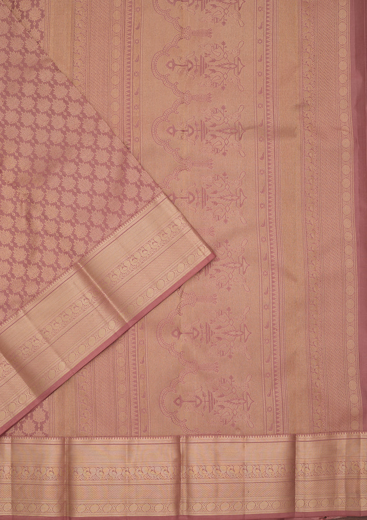 Mauve Silk Jaal Saree With Matching Blouse Piece