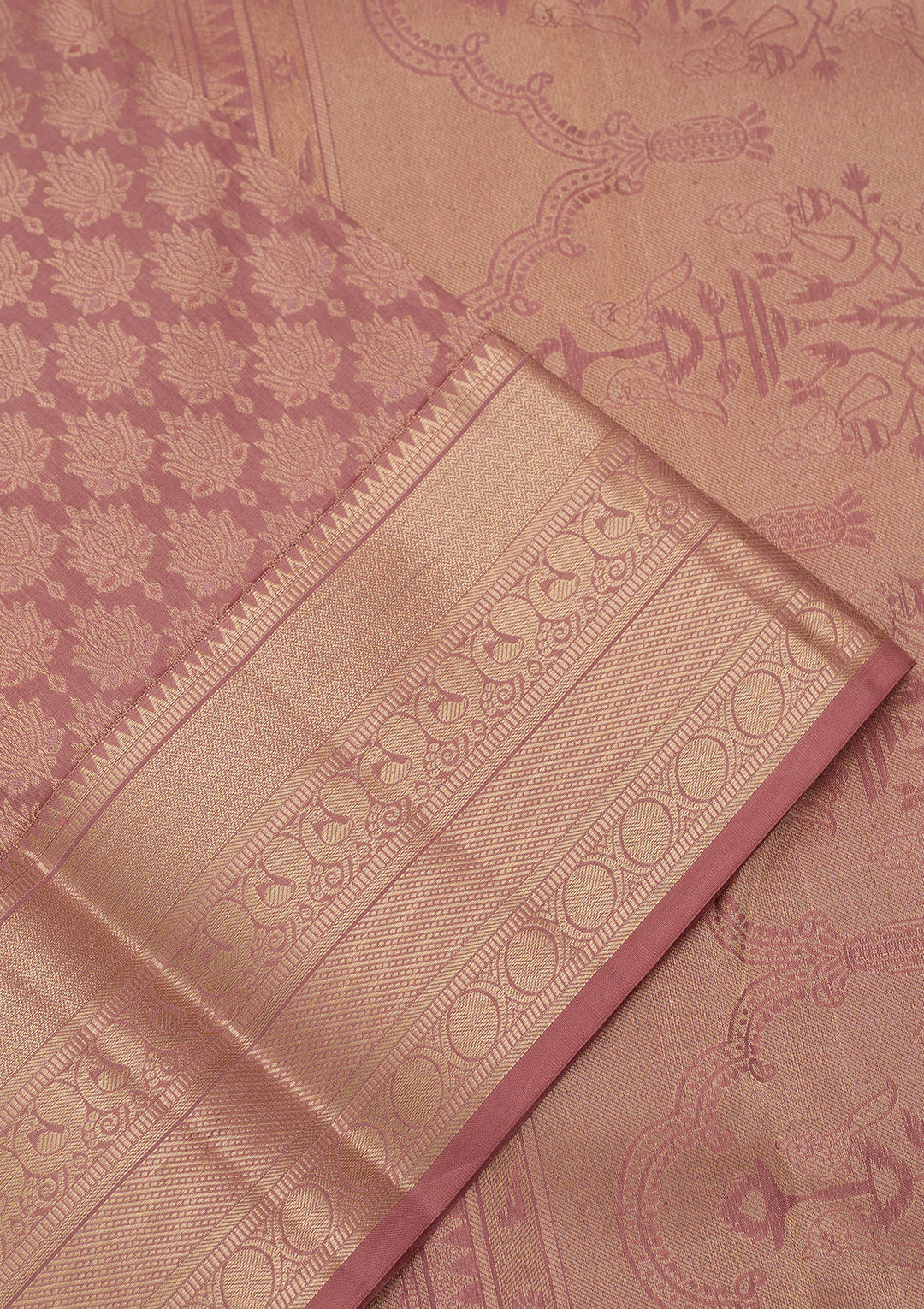 Mauve Silk Jaal Saree With Matching Blouse Piece