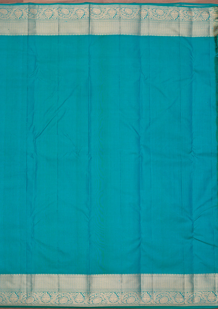 Peacock Green Silk Jaal Saree With Matching Blouse Piece