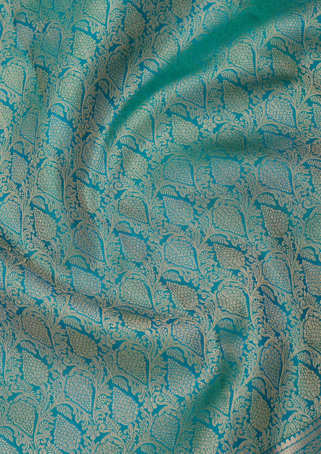 Peacock Green Silk Jaal Saree With Matching Blouse Piece