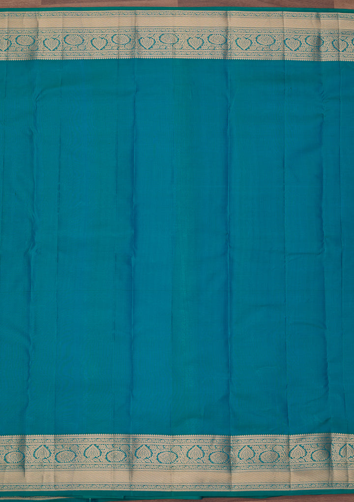 Peacock Green Silk Jaal Saree With Matching Blouse Piece