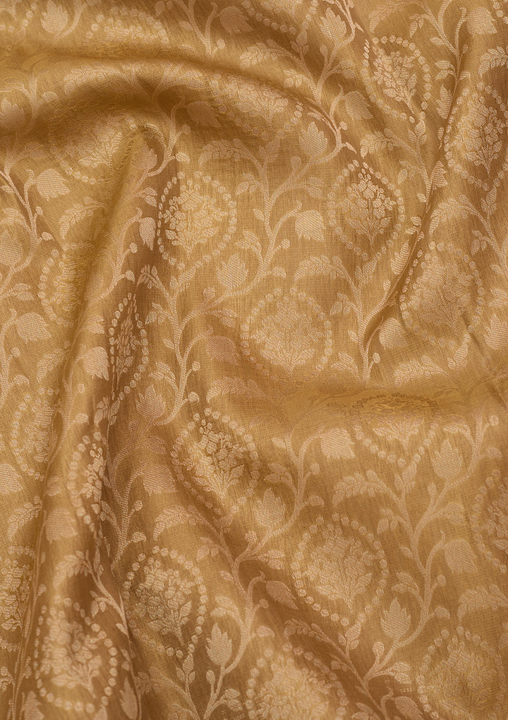 Mehendi Silk Jaal Saree With Matching Blouse Piece