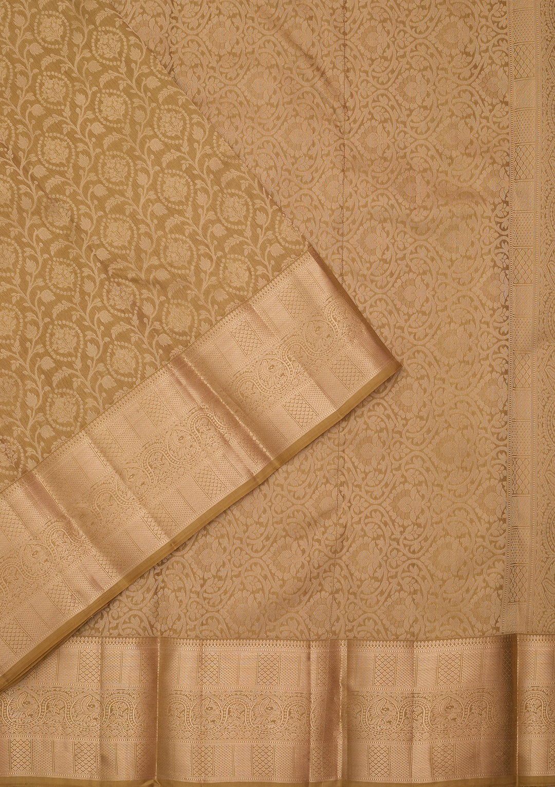 Mehendi Silk Jaal Saree With Matching Blouse Piece