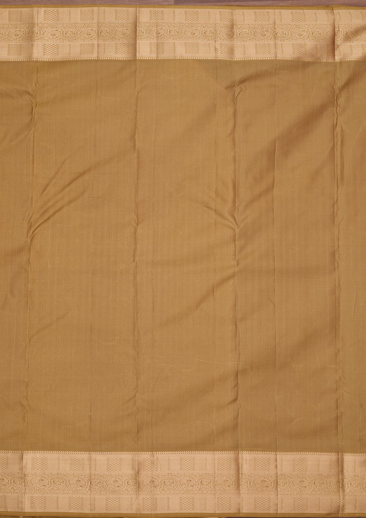 Mehendi Silk Jaal Saree With Matching Blouse Piece