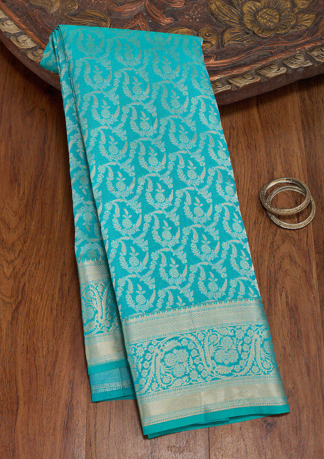Turquoise Blue Kanjivaram Pure Silk Saree