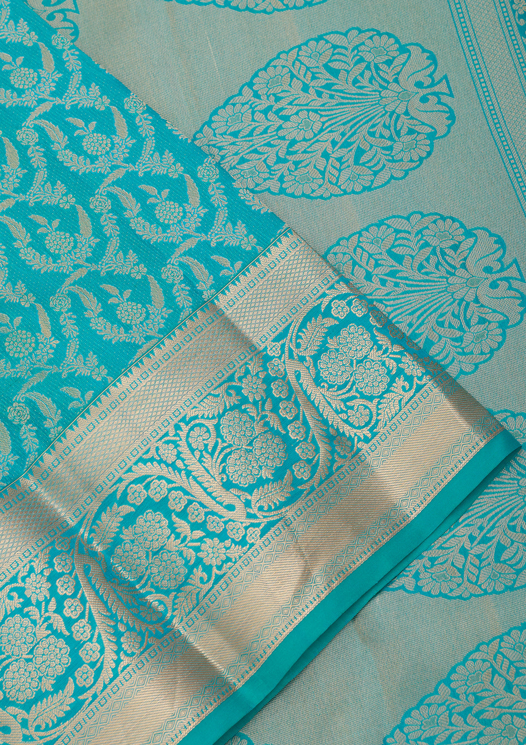 Turquoise Blue Kanjivaram Pure Silk Saree