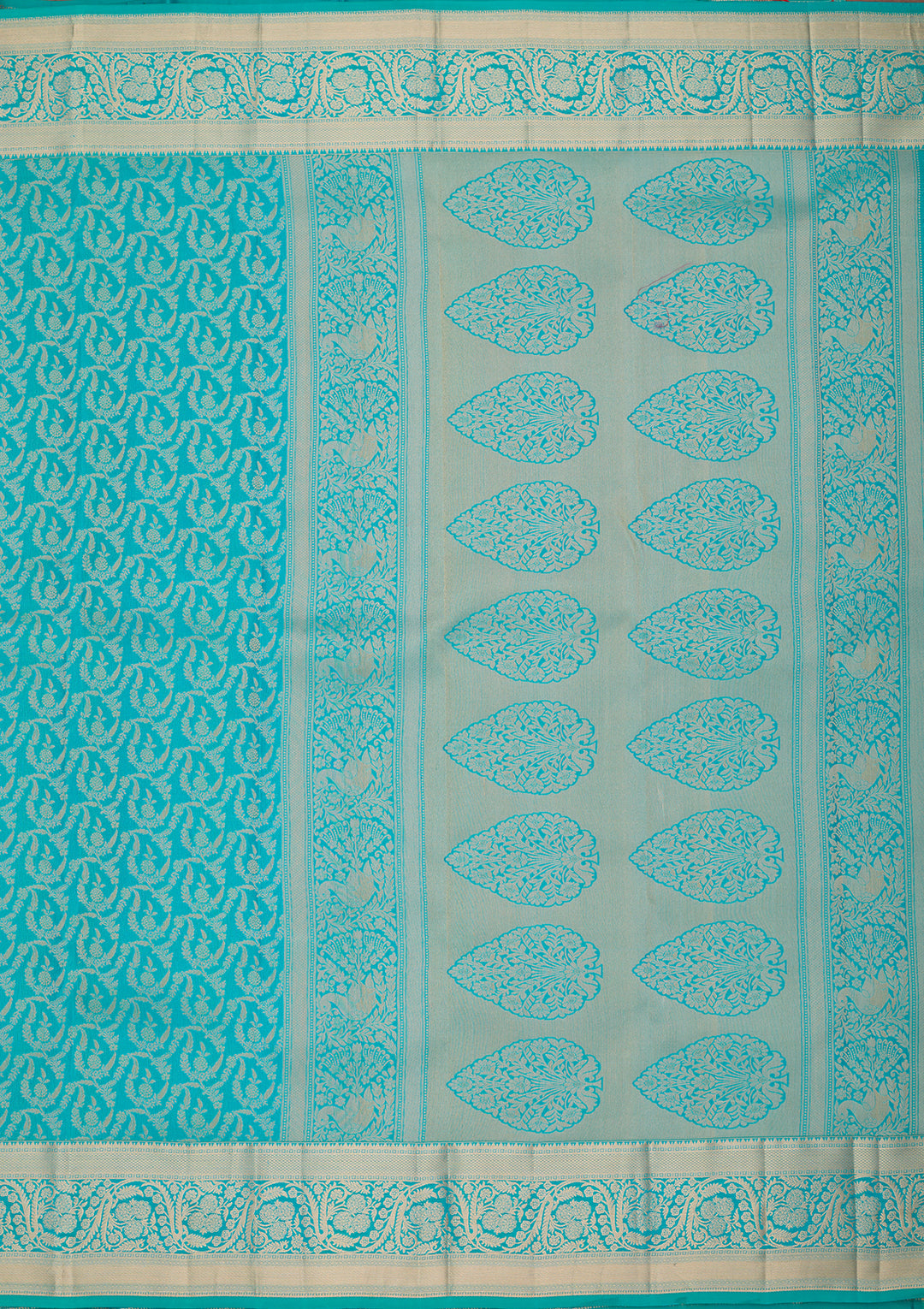 Turquoise Blue Kanjivaram Pure Silk Saree