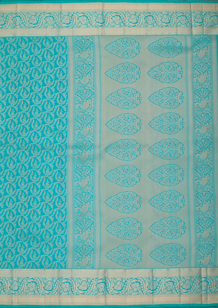 Turquoise Blue Kanjivaram Pure Silk Saree
