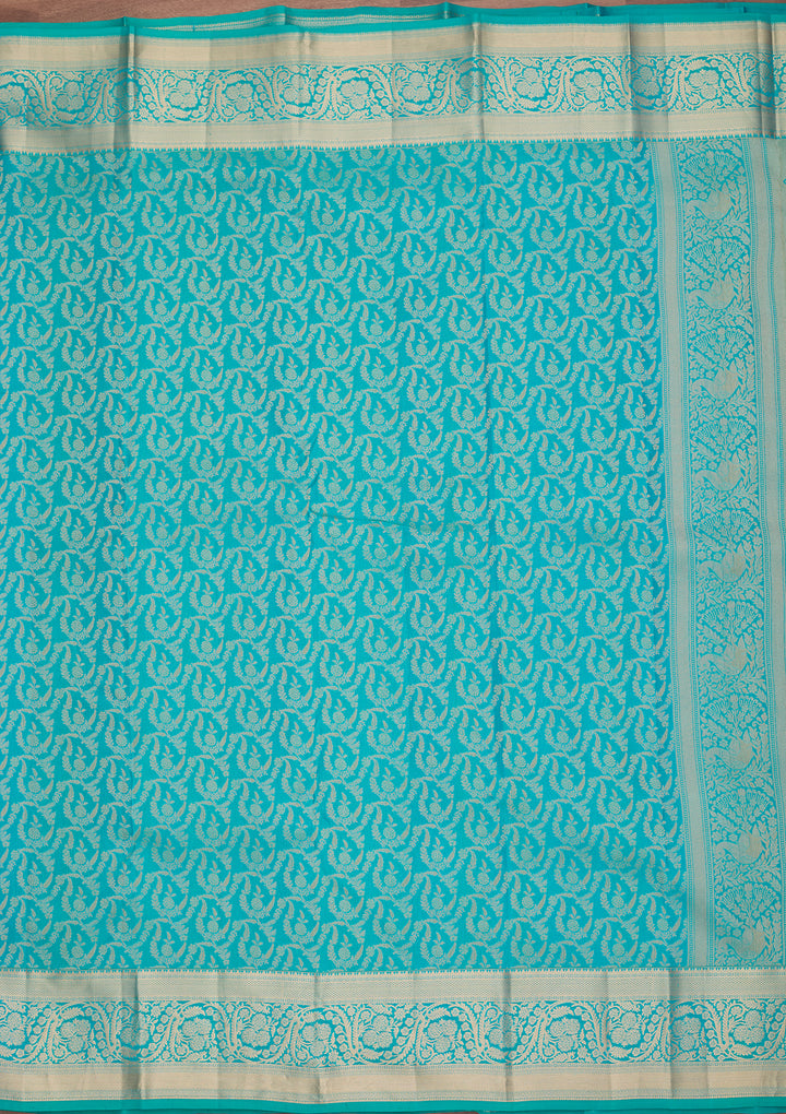 Turquoise Blue Kanjivaram Pure Silk Saree