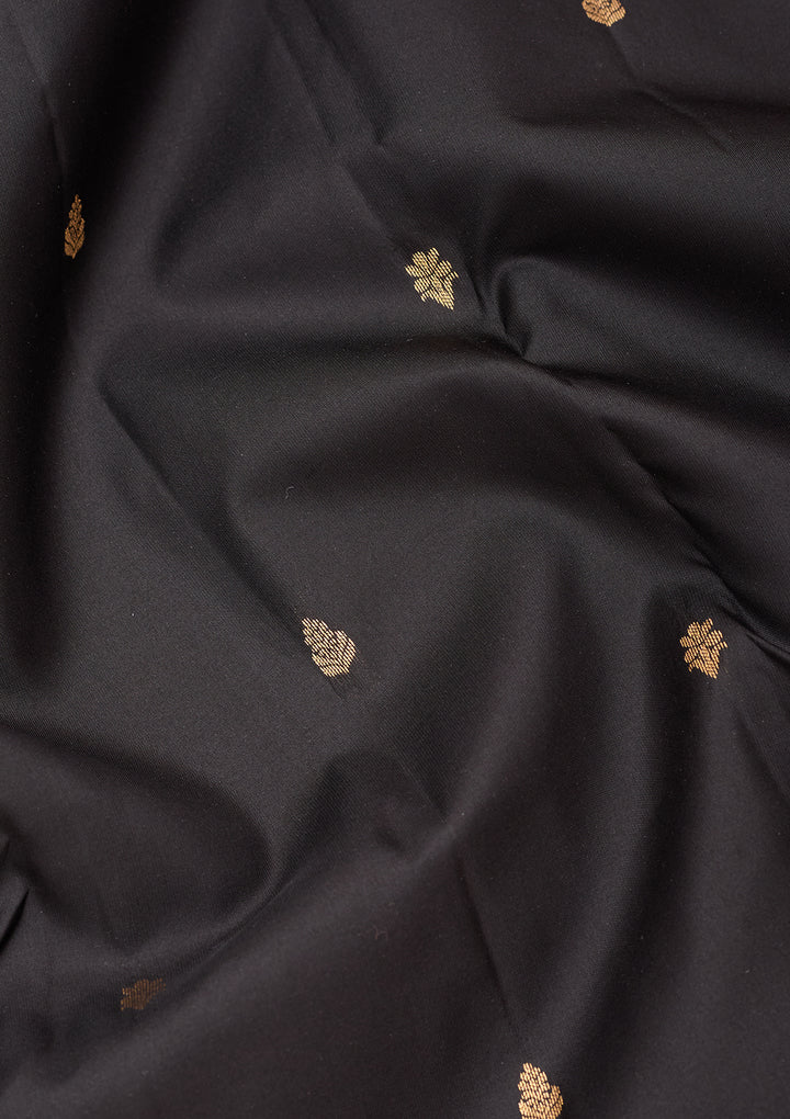 Black Silk Buti Saree With Matching Blouse Piece
