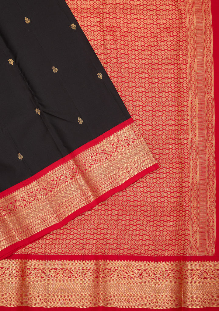 Black Silk Buti Saree With Matching Blouse Piece