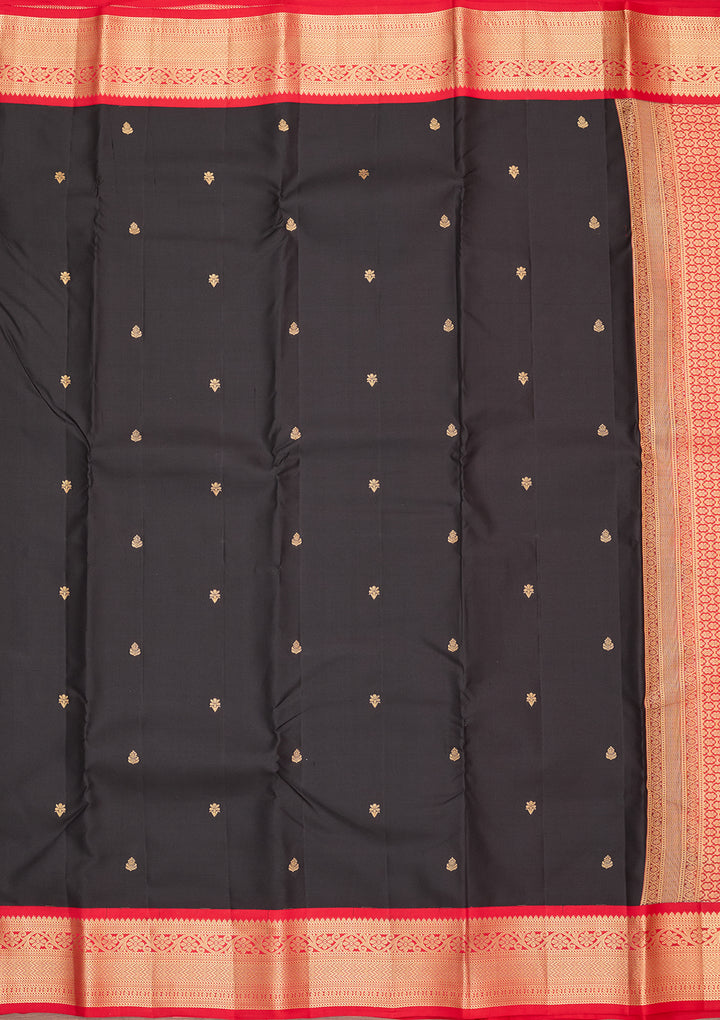 Black Silk Buti Saree With Matching Blouse Piece