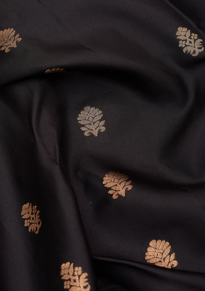 Black Silk Buti Kanjivaram Saree With Matching Blouse Piece