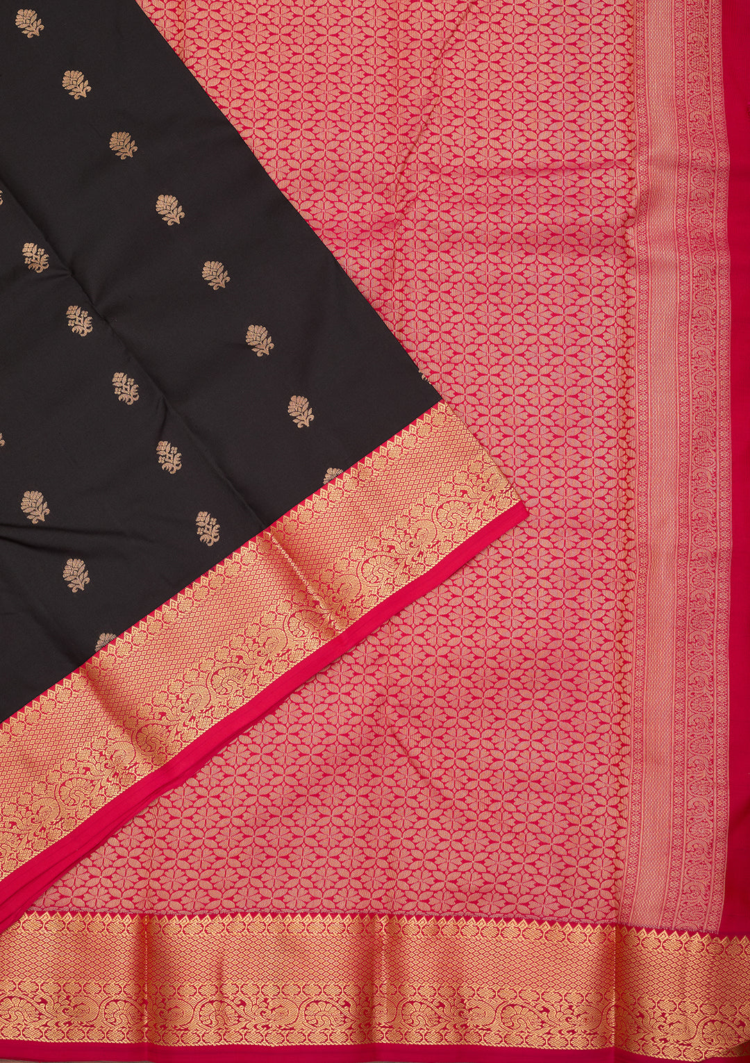 Black Silk Buti Kanjivaram Saree With Matching Blouse Piece