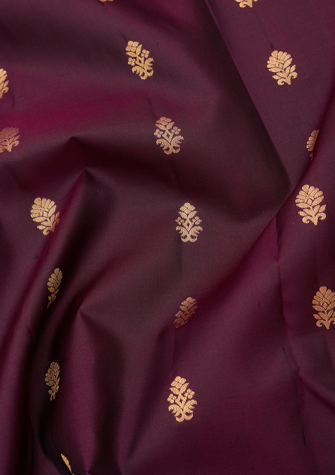 Wine Silk Buti Saree With Matching Blouse Piece
