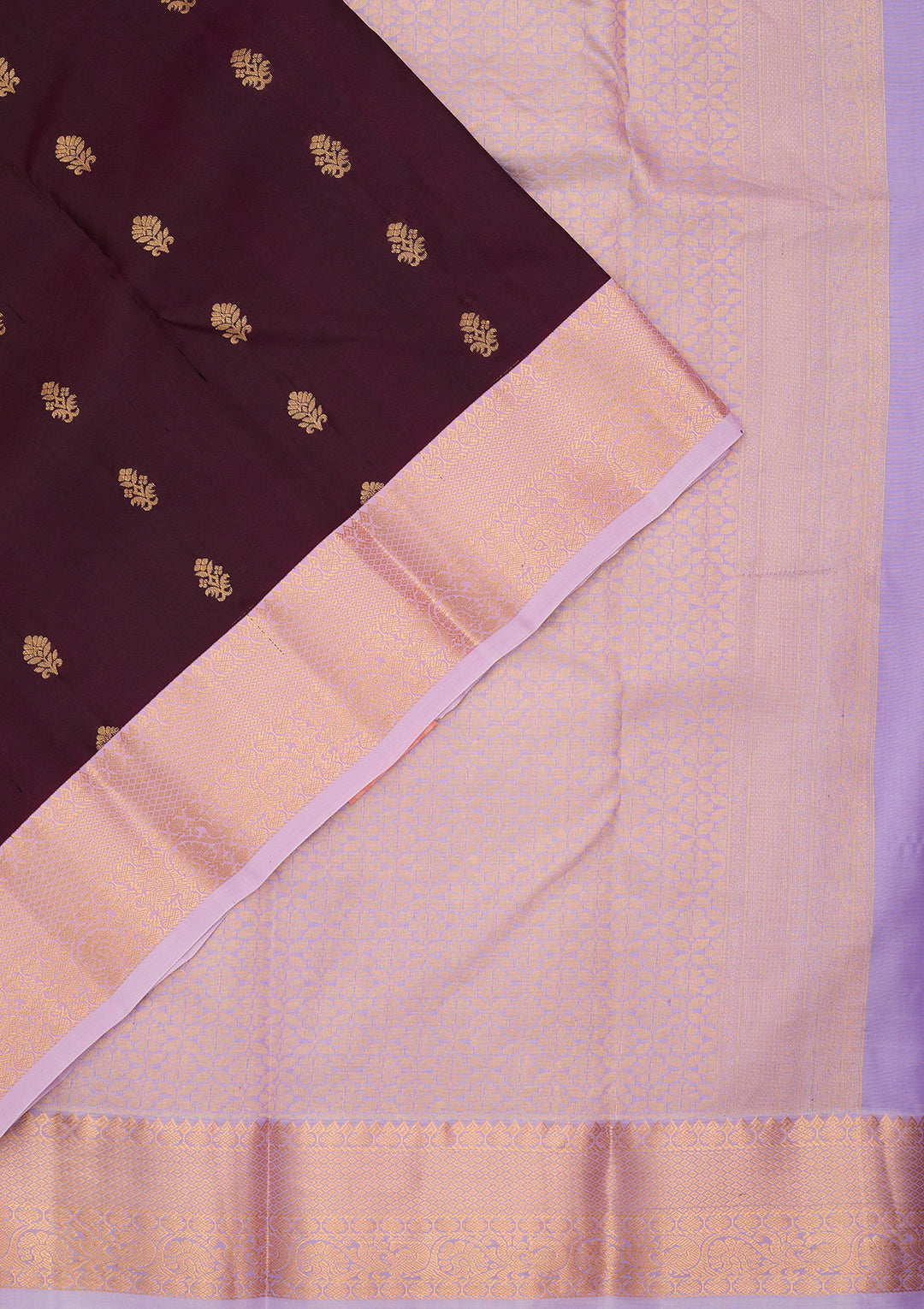 Wine Silk Buti Saree With Matching Blouse Piece