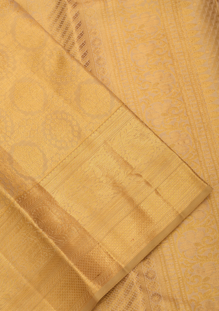 Gold Silk Jaal Saree With Matching Blouse Piece