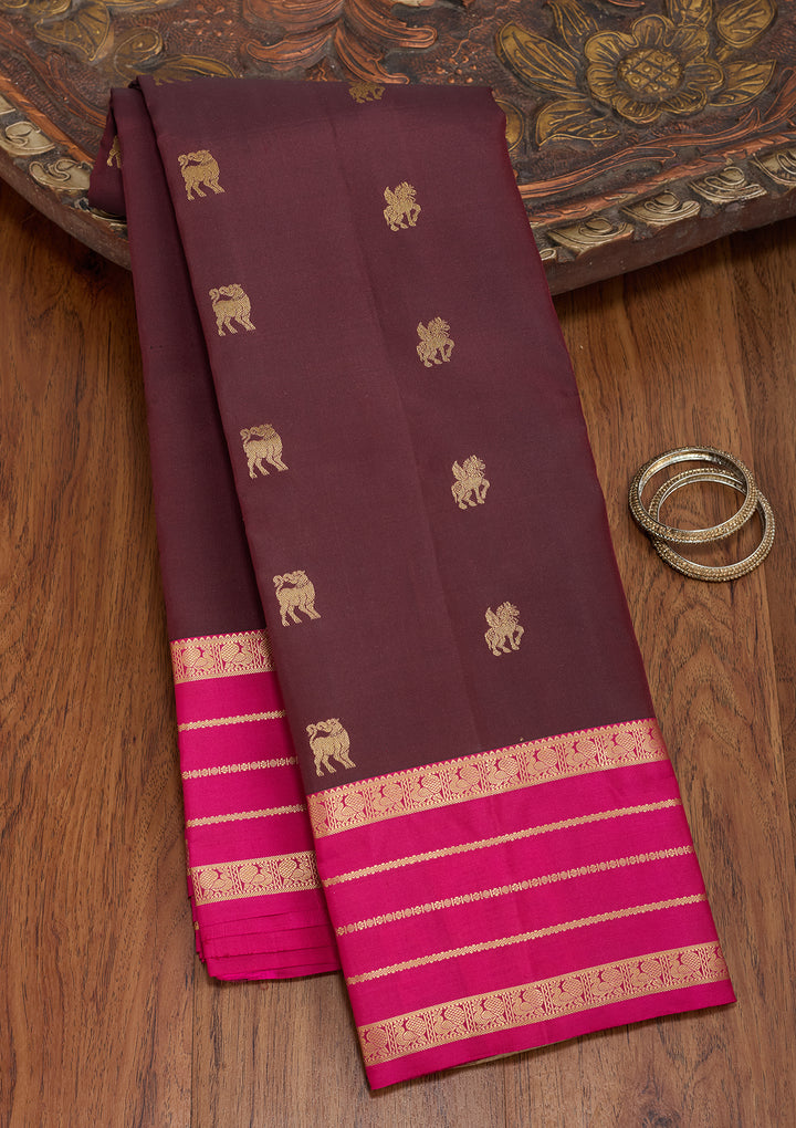 Brown Kanjivaram Pure Silk Saree