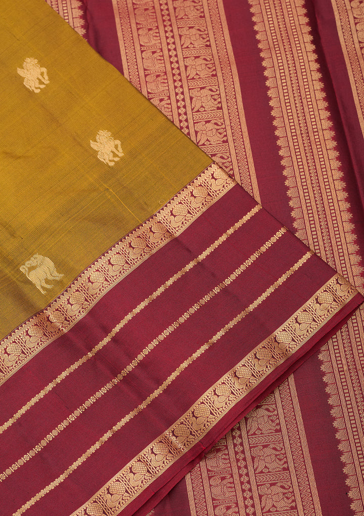 Mehendi Kanjivaram Pure Silk Saree