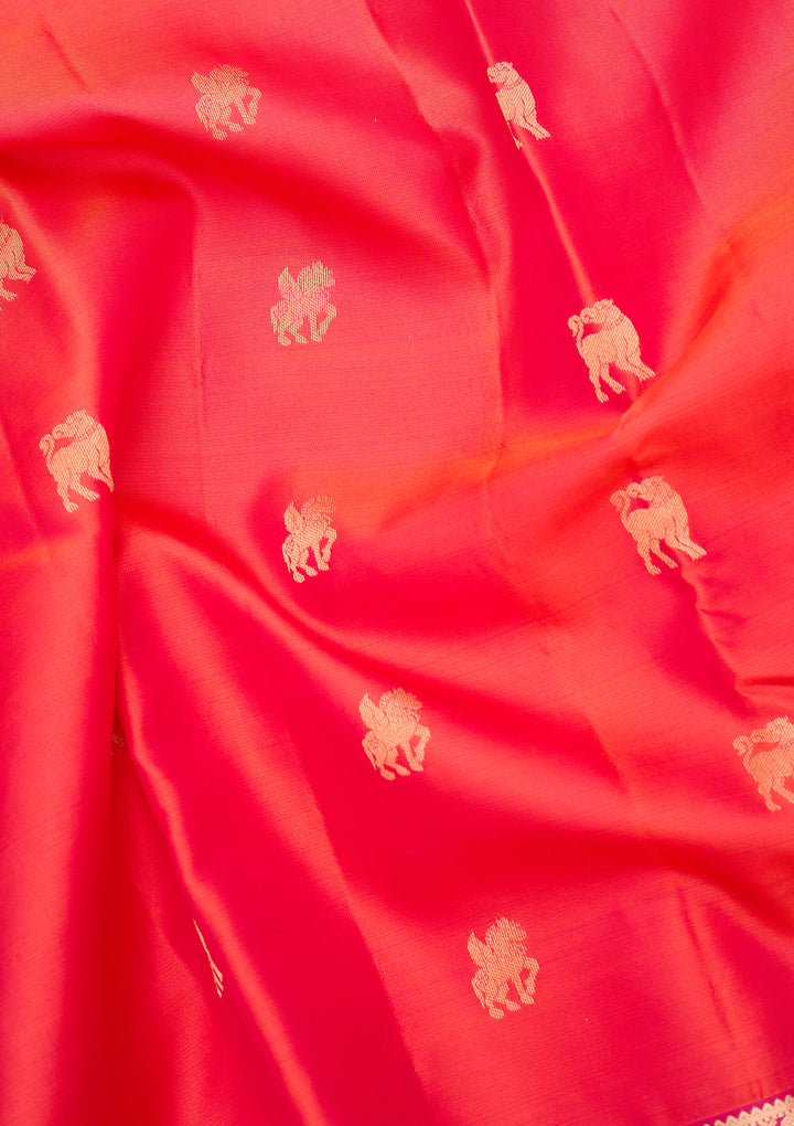 Orange Silk Buti Saree With Matching Blouse Piece