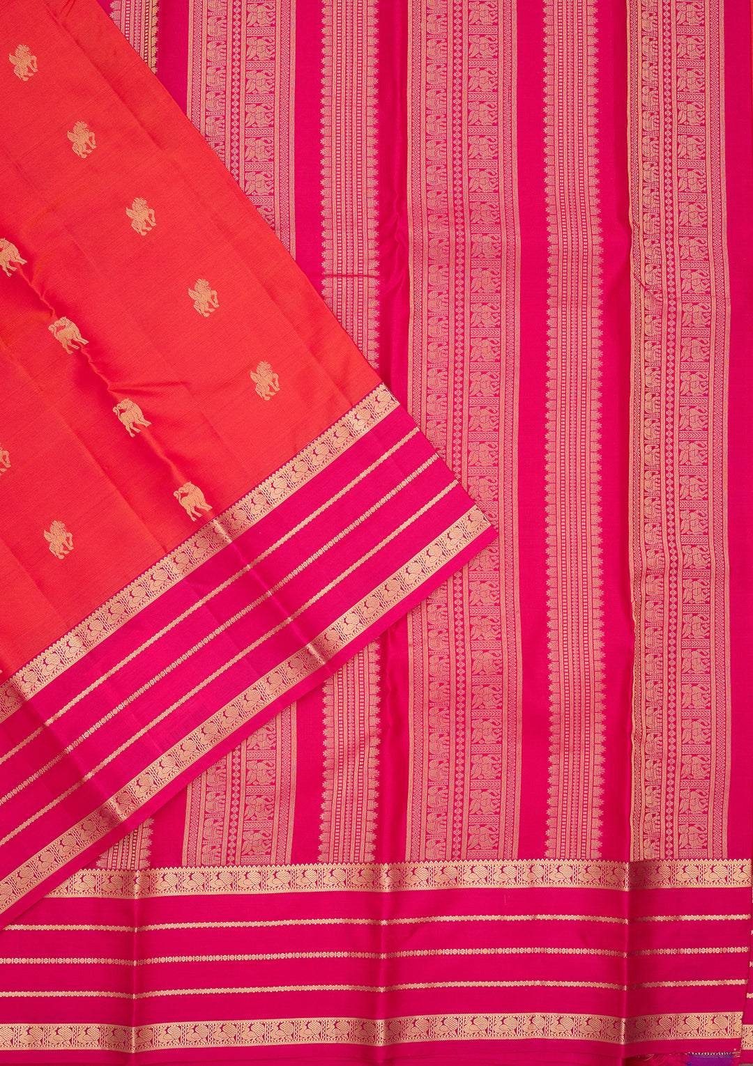 Orange Silk Buti Saree With Matching Blouse Piece