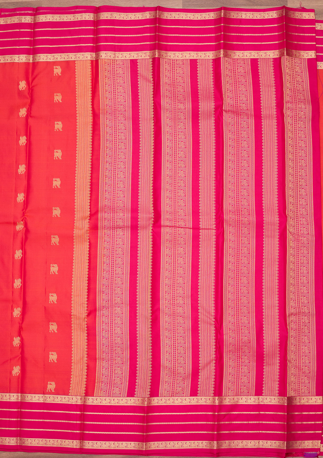 Orange Silk Buti Saree With Matching Blouse Piece