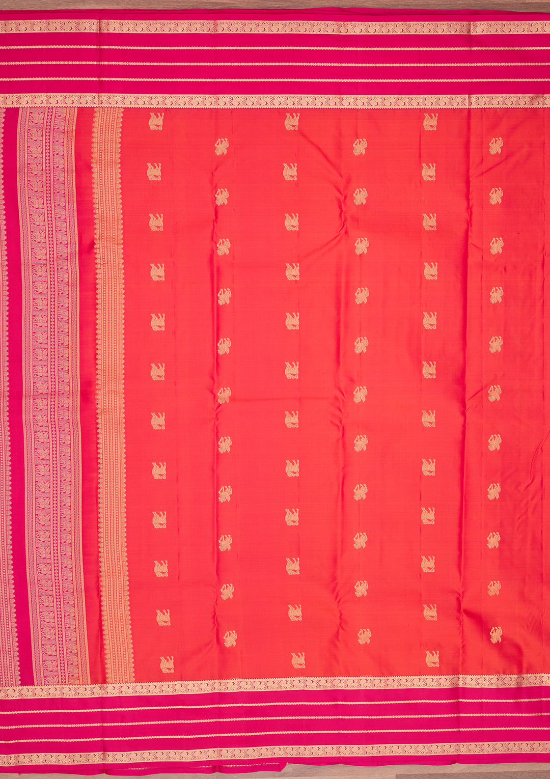 Orange Silk Buti Saree With Matching Blouse Piece